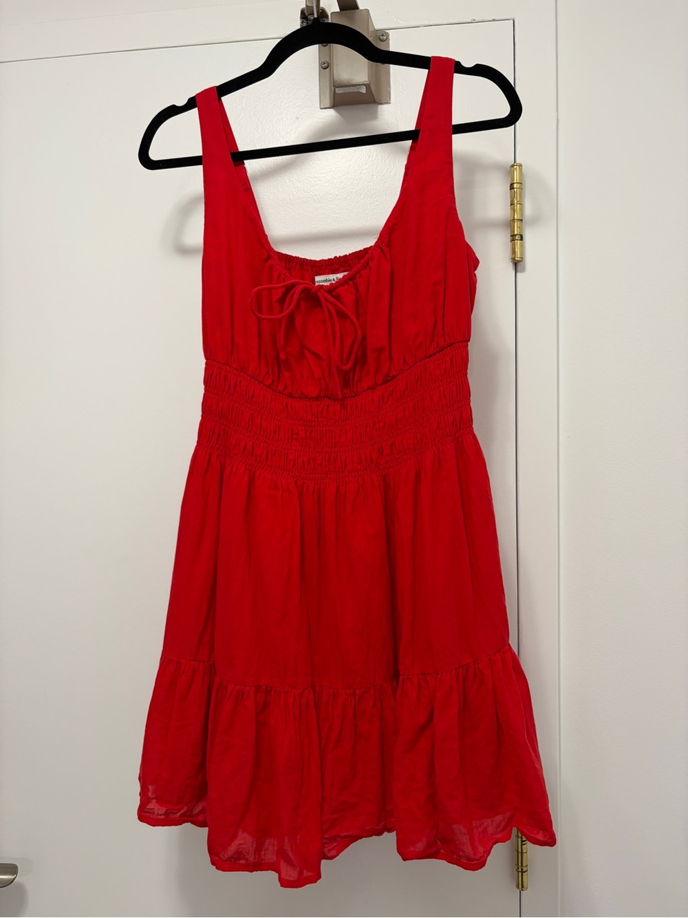 LIKE NEW Abercrombie - Smocked Tie-Front Mini Dress - Vivid Red - Medium